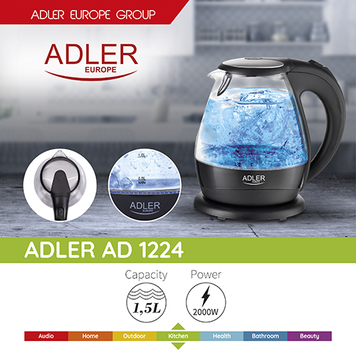 Зручний і стильний: чайник Adler AD 1224 Стекло для гарячого чаю