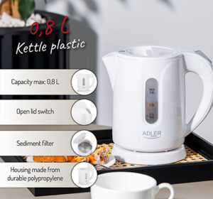 Чайник Adler AD 1371w пластиковий 0.8 л: Компактність і смачний чай разом в одному пакеті