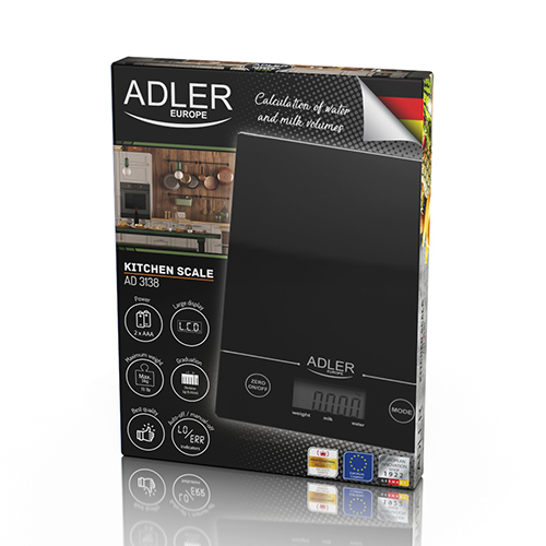 Ваги кухонні Adler AD 3138 black - Чорні ваги для стильного контролю