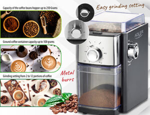 Кавомолка Adler AD 4448 Burr - Кавомолка з конічними жерновами від Adler