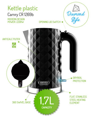Чайник Camry CR 1269 black: чорний стиль для вашого чаю