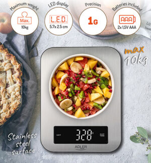 Великі Кухонні Ваги INOX LED Adler AD 3174