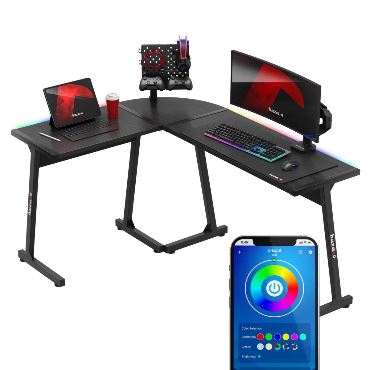 Комп'ютерний Ігровий Стіл HUZARO HERO 6.0 Black RGB — Комфорт та Естетика