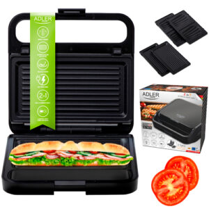 Сендвічниця Гриль Adler AD 3070 black 2в1 1100Вт