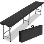 Лавка розкладна садова eHokery 180x28x43см чорний ротанг