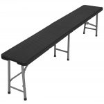 Лавка розкладна садова eHokery 180x28x43см чорний ротанг - Зображення 2