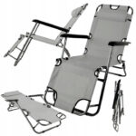 Розкладний пляжний лежак 2в1 графіт -Комфорт та зручність для відпочинку на пляжі та в саду - Зображення 2
