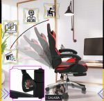 Геймерське Крісло з підставкою для ніг GALAXIA чорний+червоний -Стильний Дизайн - Зображення 2