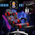 Геймерське Крісло з підставкою для ніг GALAXIA чорний+червоний -Стильний Дизайн - Зображення 3