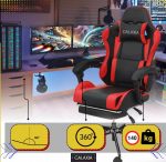 Геймерське Крісло з підставкою для ніг GALAXIA чорний+червоний -Стильний Дизайн - Зображення 4