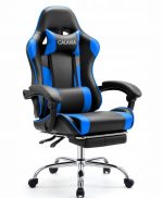Геймерське Крісло з підставкою для ніг GALAXIA чорний+синій -Комфорт та Стиль