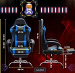 Геймерське Крісло з підставкою для ніг GALAXIA чорний+синій -Комфорт та Стиль - Зображення 2