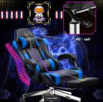 Геймерське Крісло з підставкою для ніг GALAXIA чорний+синій -Комфорт та Стиль - Зображення 3