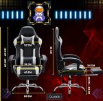 Геймерське Крісло підставкою для ніг GALAXIA чорний+білий-Стиль та Максимальний Комфорт - Зображення 3