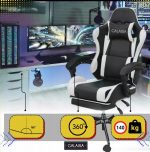 Геймерське Крісло підставкою для ніг GALAXIA чорний+білий-Стиль та Максимальний Комфорт - Зображення 4