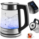 Електрочайник Berdsen BD-704 скляний 1.7 л чорно-срібний