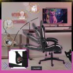 Геймерське Крісло з підставкою для ніг GALAXIA чорний+рожевий -Комфорт для Тривалих Ігор - Зображення 3