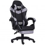 Геймерське крісло INFINI ESPACE чорно-сіре-Стильний дизайн та підтримка для комфортних ігрових сесій - Зображення 3