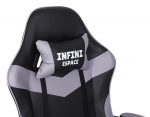 Геймерське крісло INFINI ESPACE чорно-сіре-Стильний дизайн та підтримка для комфортних ігрових сесій - Зображення 9