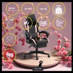 Геймерське Крісло з підставкою для ніг GALAXIA чорний+рожевий -Комфорт для Тривалих Ігор - Зображення 4
