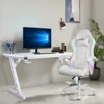 Геймерський стіл CRF4577RGB Білий з RGB підсвічуванням для гри - Зображення 2