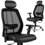 Офісне шкіряне крісло з мікросіткою Monaco чорне