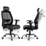 Офісне шкіряне крісло з мікросіткою Monaco чорне - Зображення 8