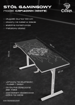 Універсальний Геймерський стіл Cobra X-Mate CRF140WH білий стиль - Зображення 18