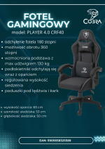 Ігрове Геймерське крісло PLAYER 4.0 CRF40 чорне для максимального комфорту - Зображення 11