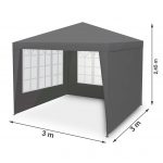 Садовий Павільйон 4 стінки 3x3 м сірий Plonos - Простір для відпочинку на природі - Зображення 4