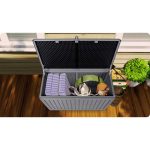 Садова скриня 109 x 51 x 55 см 270 л сіра - Стильне та містке рішення - Зображення 9