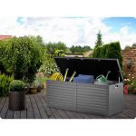 Садова скриня 143 x 57 x 53.5 см 390 л чорна-сіра - Модерний дизайн для саду - Зображення 8