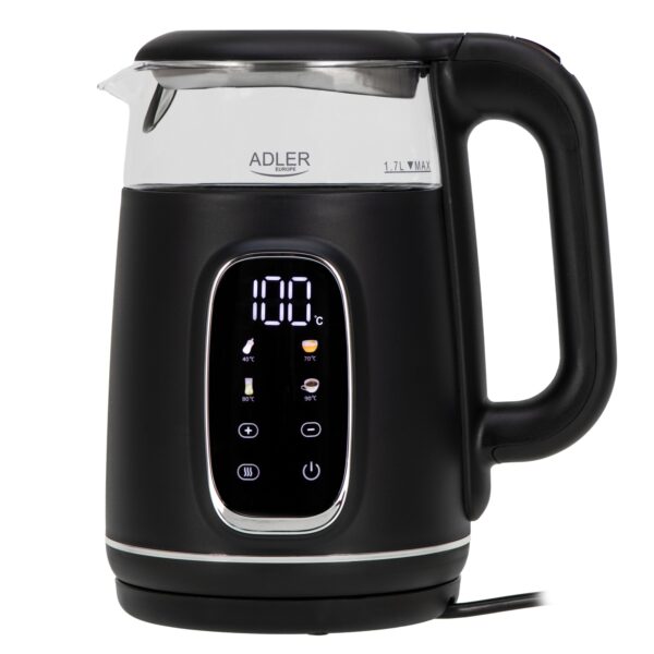 Скляний електричний чайник Adler AD 1305 LED 1.7л 2200Вт 40°C-100°C white silver