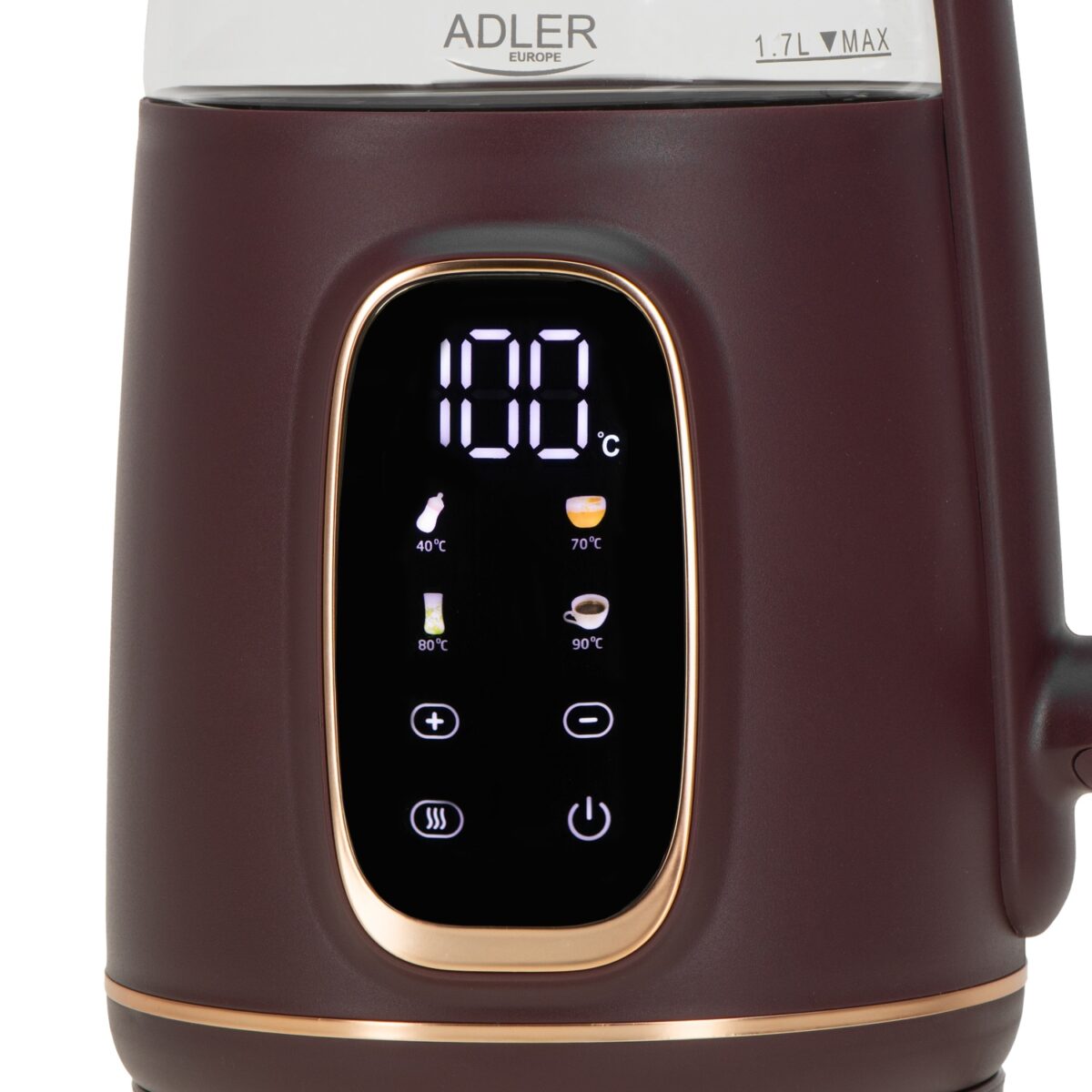 Скляний електричний чайник Adler AD 1305 LED 1.7л 2200Вт 40°C-100°C burgundy