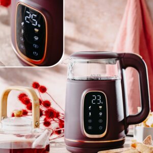 Скляний електричний чайник Adler AD 1305 LED 1.7л 2200Вт 40°C-100°C burgundy