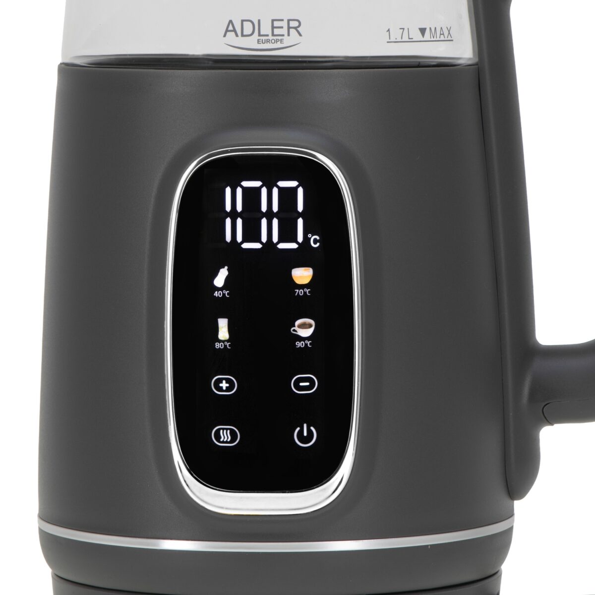 Скляний електричний чайник Adler AD 1305 LED 1.7л 2200Вт 40°C-100°C grey