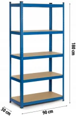 Металевий стелаж на 5 полиць Humberg 180x90x40 см синій - Зображення 2
