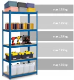 Металевий стелаж на 5 полиць Humberg 180x90x40 см синій - Зображення 4