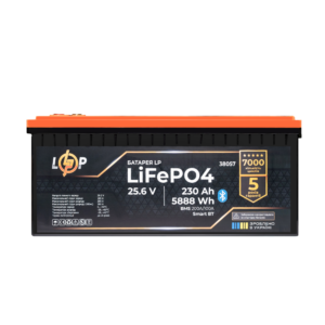 Акумулятор LogicPower LP LiFePO4 25.6V пластик Smart BT 230Ah (5888Wh) (BMS 200A/100А)