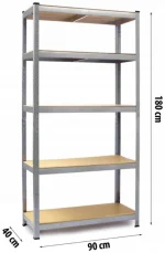 Металевий стелаж на 5 полиць Humberg 180x 90x40 см - Зображення 4