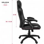Геймерське крісло KRAKEN DRAKON екошкіра чорне-елегантне - Зображення 6