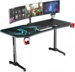 Просторий та стильний Ігровий комп'ютерний стіл для геймерів ULTRADESK FRAG Xxl 160x75 см Blue