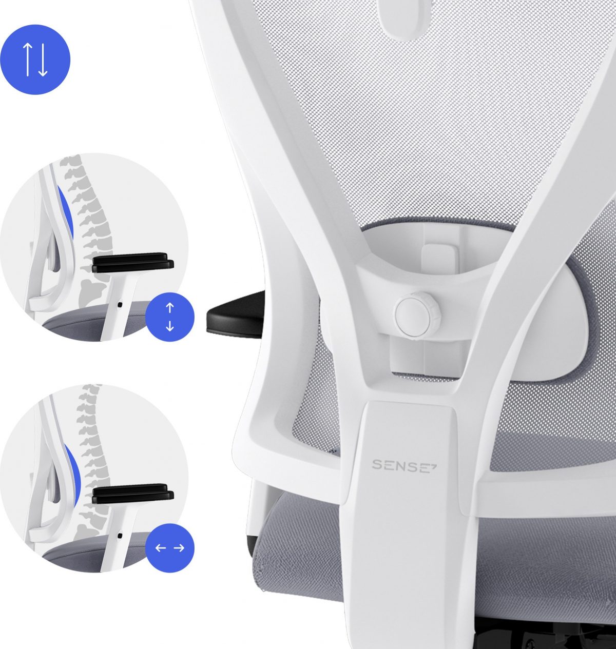 Біло-сірий офісний стілець SENSE7 Tone - Зображення 2