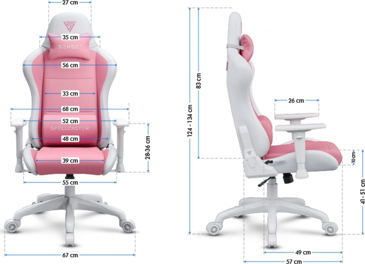Крісло для геймерів SENSE7 Spellcaster FUKU PU біло-рожеве - Зображення 8