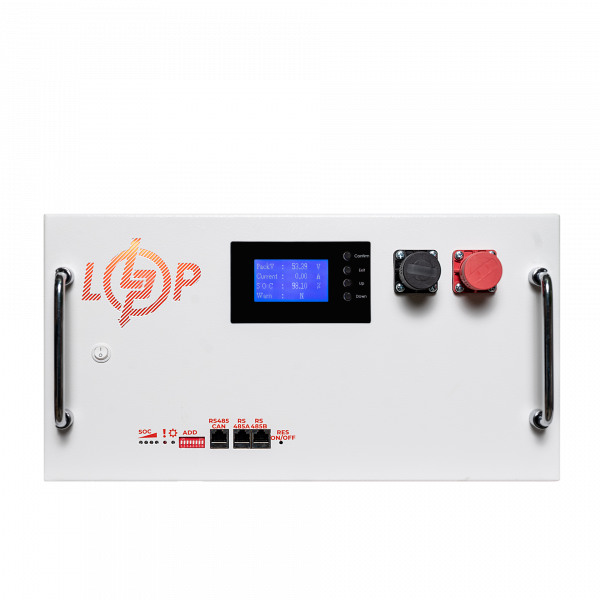 Акумулятор LogicPower LP LiFePO4 51.2V 230 Ah 11776Wh з унікальною BMS платою SP 200A/100A RM RS485/CAN LCD WH