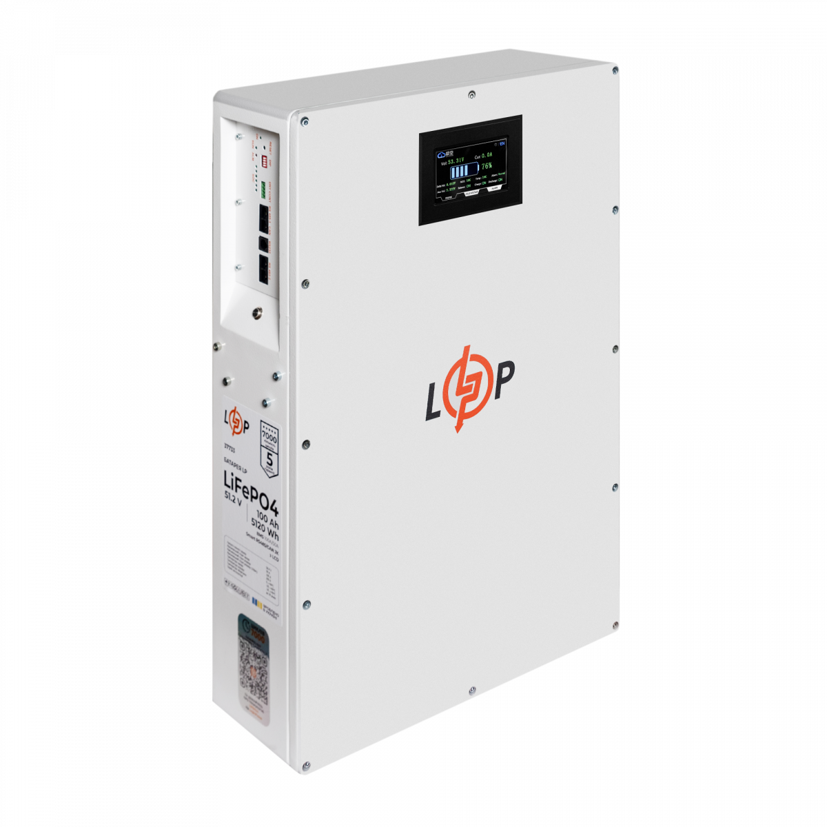 Акумулятор LogicPower LP LiFePO4 51.2V 100 Ah 5120Wh BMS 100A/50А метал LCD Smart RS485/CAN JK настінний - Зображення 3