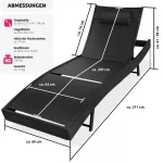 Лежак Шезлонг з ротанга Шезлонг Moana_TecTake Чорний сталевий 404869 - Зображення 4