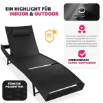 Лежак Шезлонг з ротанга Шезлонг Moana_TecTake Чорний сталевий 404869 - Зображення 3