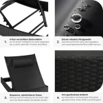 Лежак Шезлонг з ротанга Шезлонг Moana_TecTake Чорний сталевий 404869 - Зображення 6