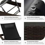 Лежак Шезлонг з ротанга TecTake Moana Коричневий сталевий 404870 - Зображення 5